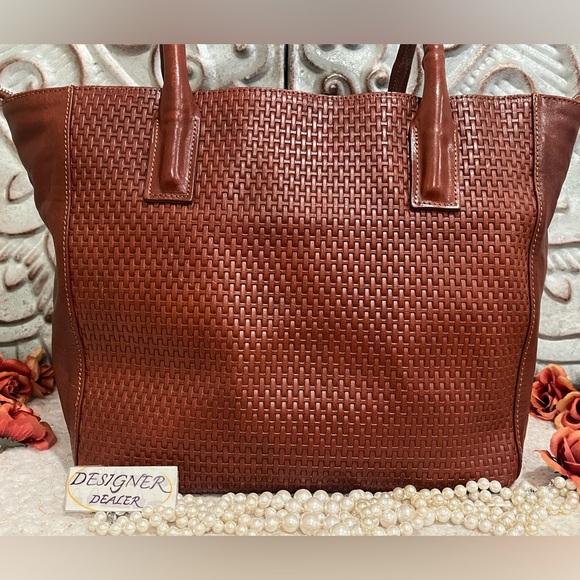FLOTO Brown Woven Leather Tote VGC RARE! Hand Made in Italy 🇮🇹 - Picture 6 of 13